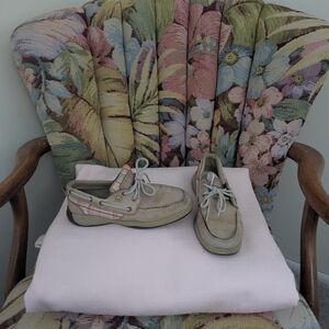 Sperry Kids' Tan Moccasins with Plaid Accents